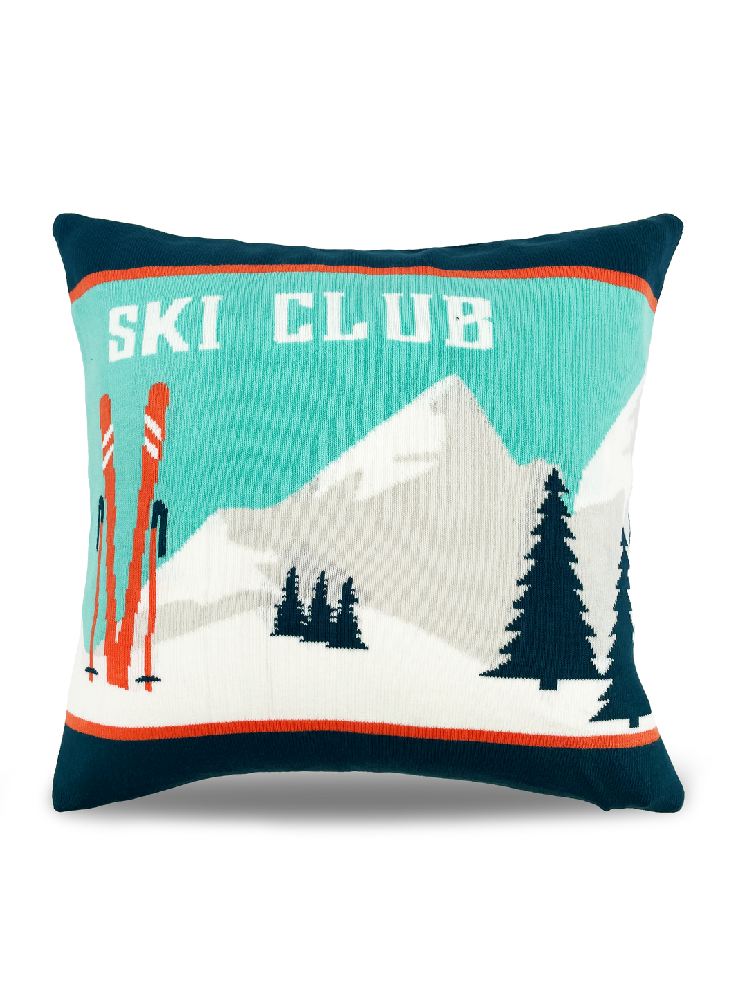 Ski Club Alpine Scene Pillow Cover
