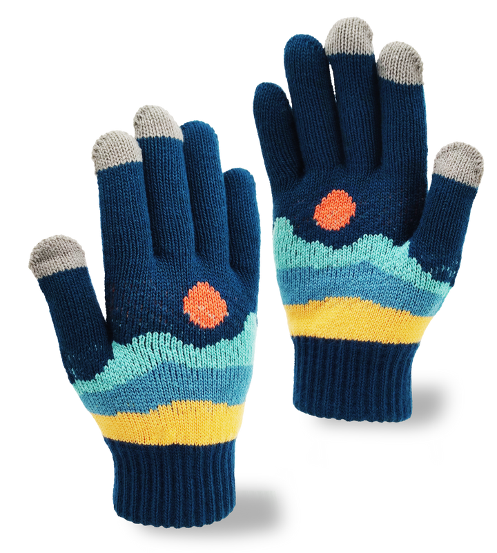 Sunset Crest Knit Gloves